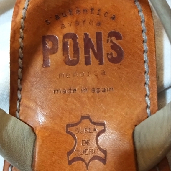 Pons Beige Leather Sandals - Picture 4 of 8